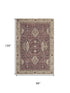 8' X 10' Burgundy And Beige Oriental Washable Area Rug With UV Protection