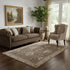 5' X 8' Brown And Beige Oriental Washable Area Rug With UV Protection