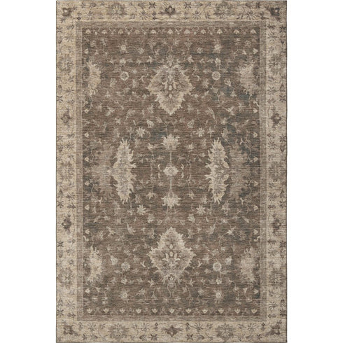8' X 10' Brown And Beige Oriental Washable Area Rug With UV Protection