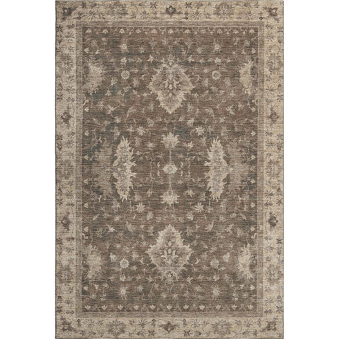 9' X 12' Brown And Beige Oriental Washable Area Rug With UV Protection