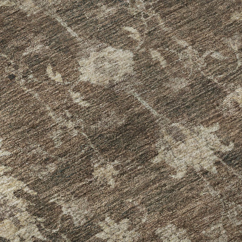 9' X 12' Brown And Beige Oriental Washable Area Rug With UV Protection