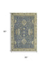 5' X 8' Blue And Olive Green Oriental Washable Area Rug With UV Protection