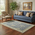 5' X 8' Blue And Olive Green Oriental Washable Area Rug With UV Protection
