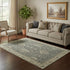 5' X 8' Gray And Beige Oriental Washable Area Rug With UV Protection