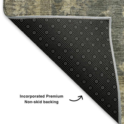 5' X 8' Gray And Beige Oriental Washable Area Rug With UV Protection
