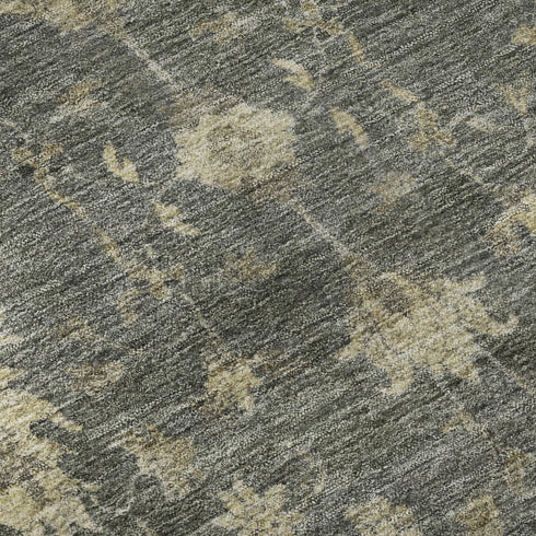 5' X 8' Gray And Beige Oriental Washable Area Rug With UV Protection