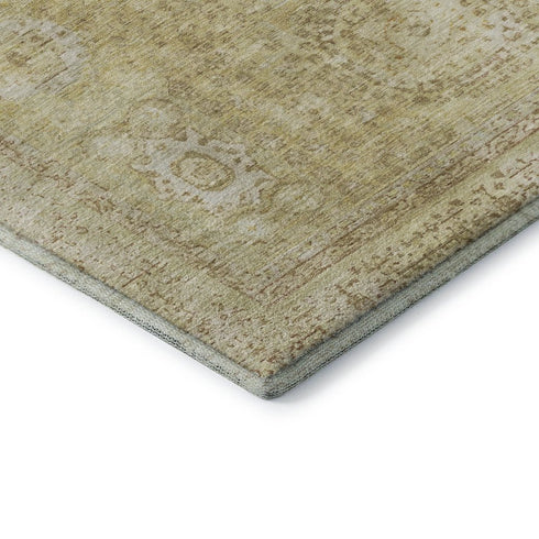 8' X 10' Beige And Gold Oriental Washable Area Rug With UV Protection