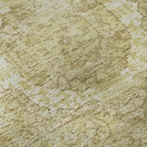 8' X 10' Beige And Gold Oriental Washable Area Rug With UV Protection