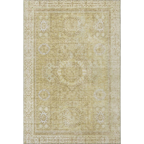 8' X 10' Beige And Gold Oriental Washable Area Rug With UV Protection