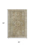 5' X 8' Brown And Beige Oriental Washable Area Rug With UV Protection