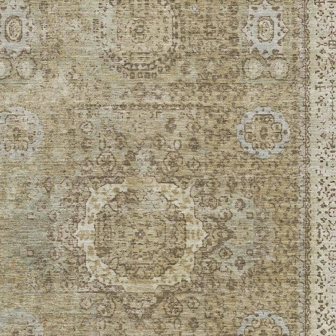 8' X 10' Brown And Beige Oriental Washable Area Rug With UV Protection