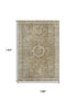 9' X 12' Brown And Beige Oriental Washable Area Rug With UV Protection