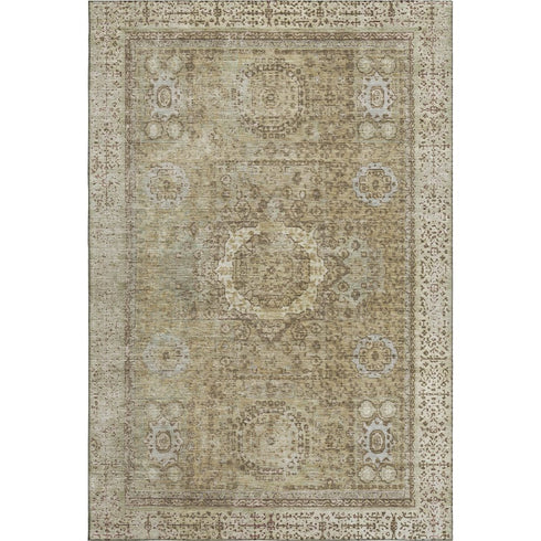 9' X 12' Brown And Beige Oriental Washable Area Rug With UV Protection