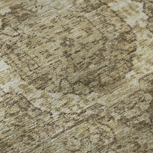 9' X 12' Brown And Beige Oriental Washable Area Rug With UV Protection