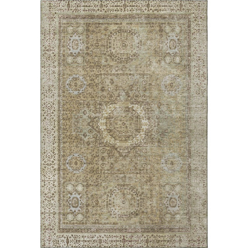 9' X 12' Brown And Beige Oriental Washable Area Rug With UV Protection