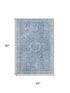 5' X 8' Blue And Gray Oriental Washable Area Rug With UV Protection