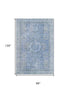 8' X 10' Blue And Gray Oriental Washable Area Rug With UV Protection