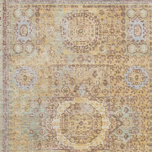 8' X 10' Gold And Beige Oriental Washable Area Rug With UV Protection