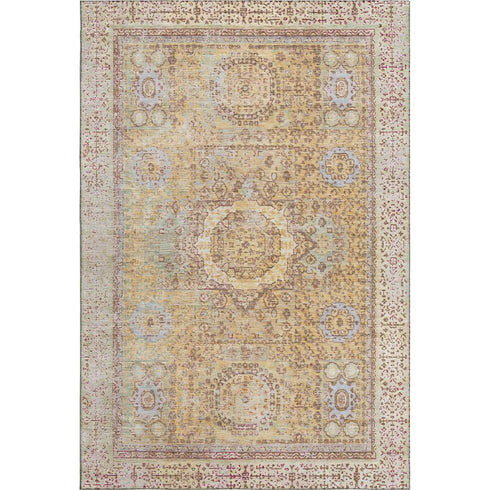 9' X 12' Gold And Beige Oriental Washable Area Rug With UV Protection