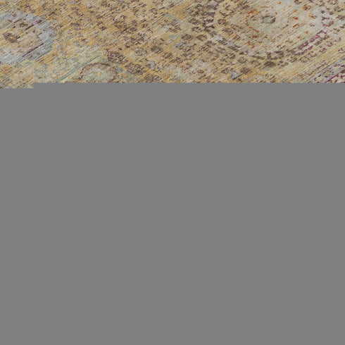 9' X 12' Gold And Beige Oriental Washable Area Rug With UV Protection