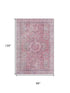 8' X 10' Pink And Gray Oriental Washable Area Rug With UV Protection