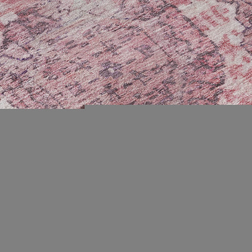 8' X 10' Pink And Gray Oriental Washable Area Rug With UV Protection