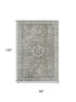 8' X 10' Pewter And Silver Oriental Washable Area Rug With UV Protection