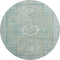 8' Turquoise And Beige Oriental Washable Round Rug With UV Protection