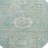 8' Turquoise And Beige Oriental Washable Round Rug With UV Protection