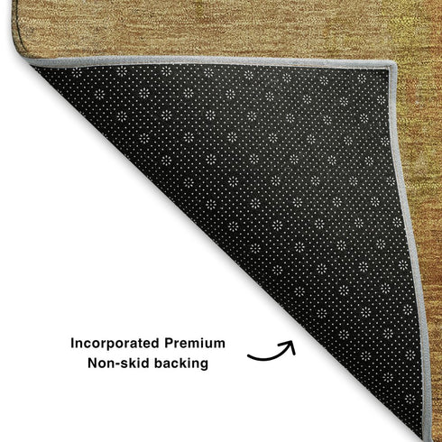 5' X 8' Copper And Beige Abstract Washable Area Rug With UV Protection