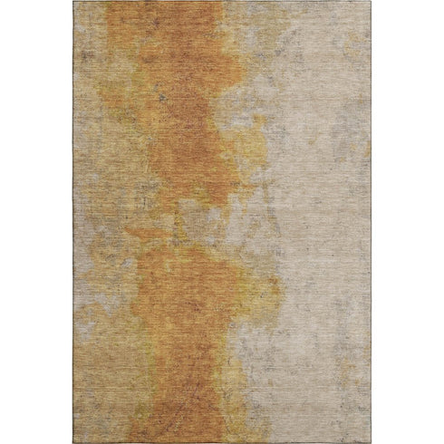 8' X 10' Copper And Beige Abstract Washable Area Rug With UV Protection