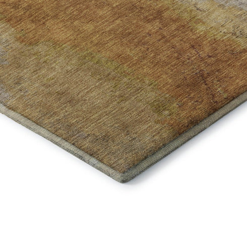8' X 10' Copper And Beige Abstract Washable Area Rug With UV Protection