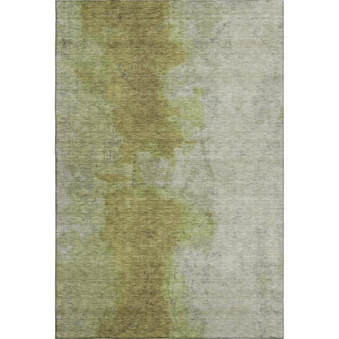5' X 8' Olive Green And Beige Abstract Washable Area Rug With UV Protection