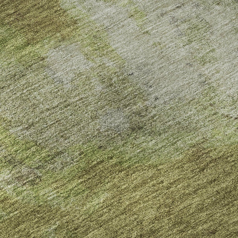 5' X 8' Olive Green And Beige Abstract Washable Area Rug With UV Protection