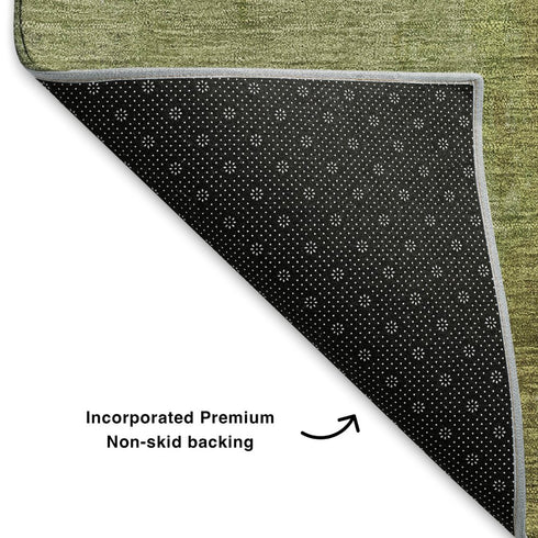 8' X 10' Olive Green And Beige Abstract Washable Area Rug With UV Protection