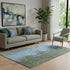 5' X 8' Green And Blue Abstract Washable Area Rug With UV Protection