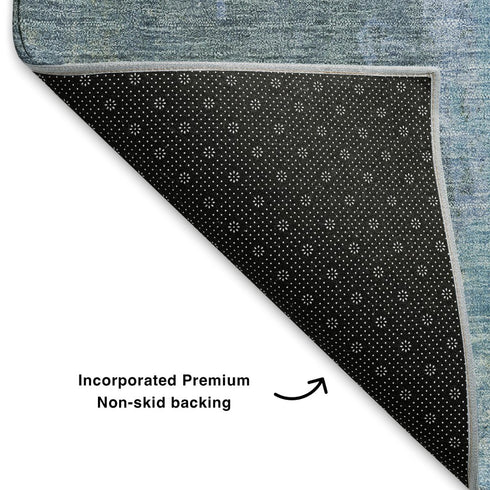 5' X 8' Green And Blue Abstract Washable Area Rug With UV Protection