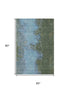 5' X 8' Green And Blue Abstract Washable Area Rug With UV Protection