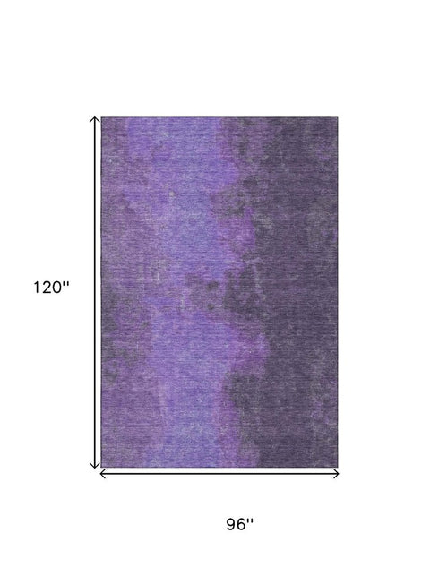 8' X 10' Eggplant And Purple Abstract Washable Area Rug With UV Protection