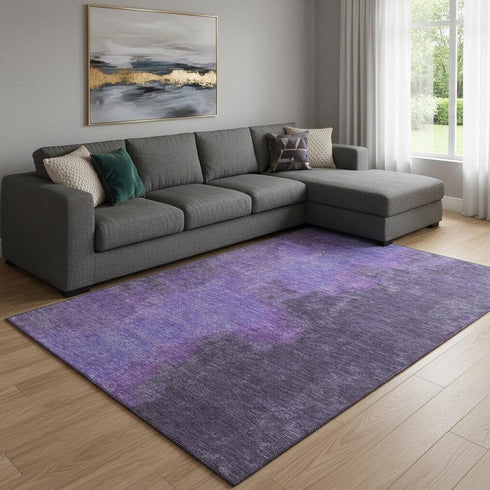 8' X 10' Eggplant And Purple Abstract Washable Area Rug With UV Protection
