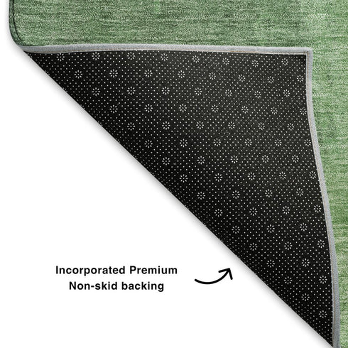 5' X 8' Fern Green And Sage Abstract Washable Area Rug With UV Protection