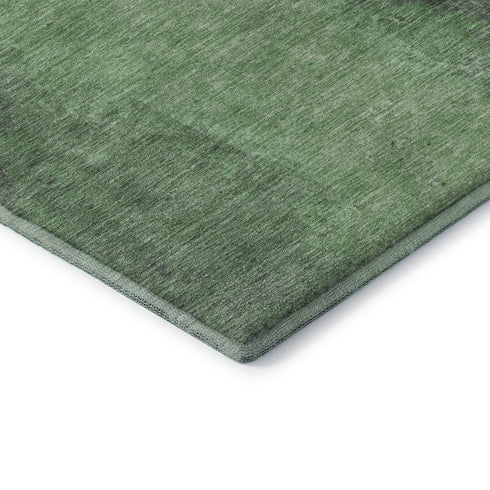 5' X 8' Fern Green And Sage Abstract Washable Area Rug With UV Protection