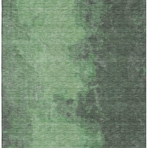 5' X 8' Fern Green And Sage Abstract Washable Area Rug With UV Protection