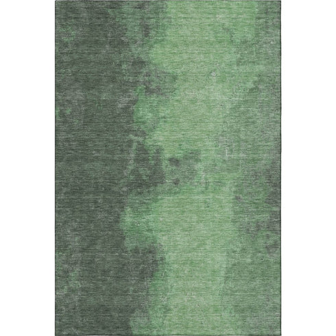 5' X 8' Fern Green And Sage Abstract Washable Area Rug With UV Protection