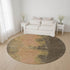 8' Chocolate And Copper Abstract Washable Round Rug With UV Protection