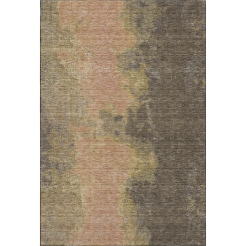 8' X 10' Chocolate And Copper Abstract Washable Area Rug With UV Protection