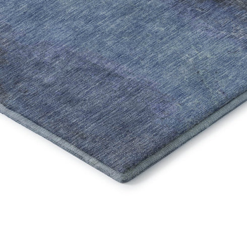 9' X 12' Navy Blue And Gray Abstract Washable Area Rug With UV Protection