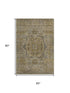 5' X 8' Brown And Blue Oriental Washable Area Rug With UV Protection