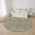 8' Gray And Silver Oriental Washable Round Rug With UV Protection