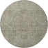 8' Gray And Silver Oriental Washable Round Rug With UV Protection